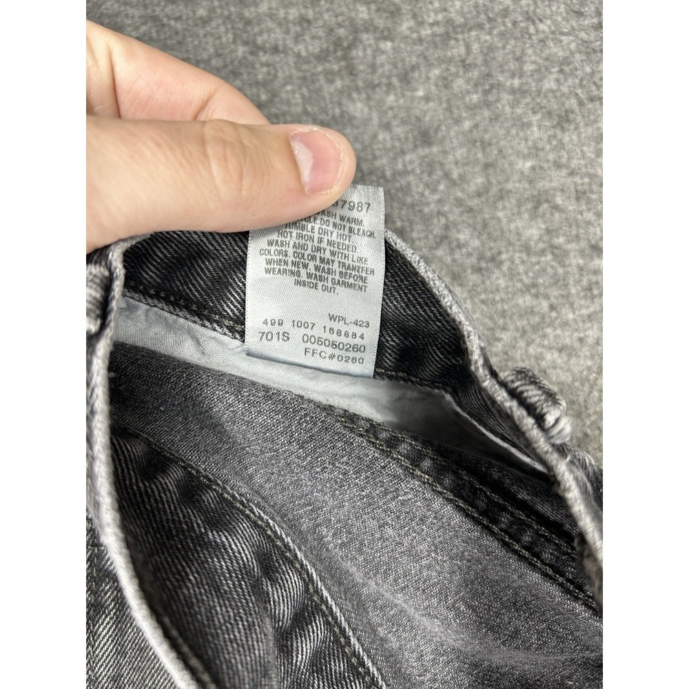 Levis 505 Regular Fit Jeans Mens 32x34 (fits 30x32) Black Denim Straight Leg Y2K - Picture 12 of 13